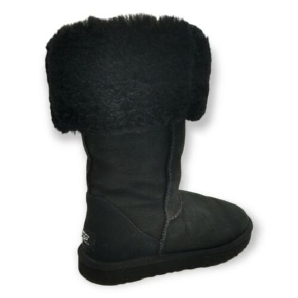 UGG Classic Tall  Snow Boots Women's Size 7 Black Shearling Suede EUC 5815 17" - Picture 3 of 10